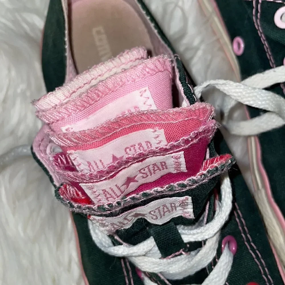 ✨Converse All Star Navy with Pink layered tongue sneakers
